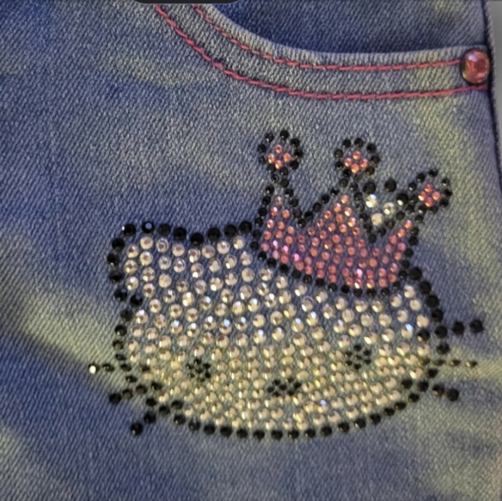 Girls Size 4 Princess Hello Kitty Jeans, Rhinestones, Embroidery Bling Boot Cut
